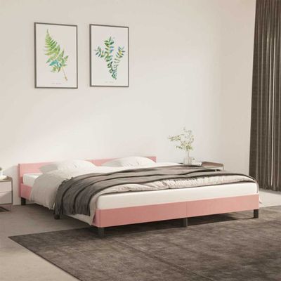 vidaXL Rám postele s čelom bez matraca ružový 180x200 cm zamat