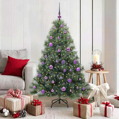 vidaXL Umelý vianočný stromček s 150 LED-i Zelená 150 cm PE a PVC