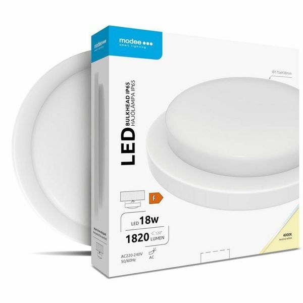Modee LED Bulkhead Round prepážkové okrúhle svetlo 18W 4000K 1820 lm, biela (ML-BH4000K18WR-W)