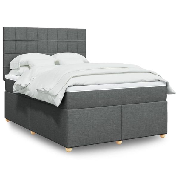 vidaXL Boxspring posteľ s matracom tmavosivá 140x190 cm látka