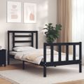 vidaXL Posteľný rám s čelom čierny 90x200 cm masívne drevo