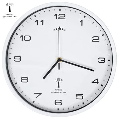 vidaXL Rádiom ovládané nástenné hodiny s pohonom Quartz biele 31 cm