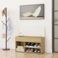 vidaXL Lavica na topánky biela a dub sonoma 80x30x45 cm drevotrieska