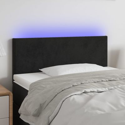 vidaXL Čelo postele s LED čierne 90x5x78/88 cm zamat
