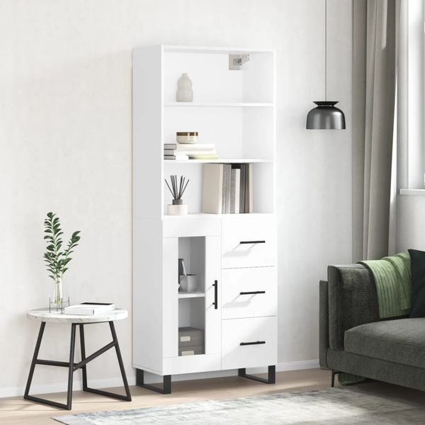 vidaXL Vysoká skrinka lesklá biela 69,5x34x180 cm spracované drevo