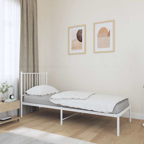 vidaXL Kovový rám postele s čelom biely 80x200 cm