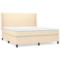 vidaXL Posteľný rám boxspring s matracom krémový 160x200 cm látka