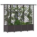 vidaXL Vyvýšený záhon s mriežkou a strechou Hnedá 202 x 40 x 136 cm PP
