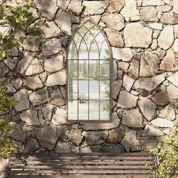 vidaXL Záhradné zrkadlo pieskové 100x45 cm exteriérové železo