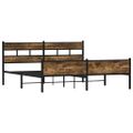 vidaXL Kovový posteľný rám bez matraca dymový dub 200x200 cm