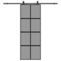 vidaXL Posuvné dvere s kovaním čierne 76x205 cm tvrdené sklo