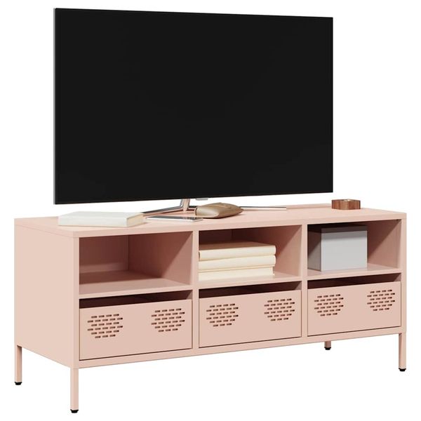 vidaXL TV skrinka ružová 101,5x39x43,5 cm oceľ valcovaná za studena