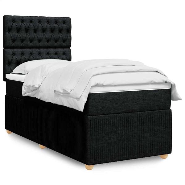 vidaXL Boxspring posteľ s matracom čierna 100x200 cm látka