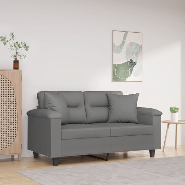 vidaXL 2-miestna pohovka s vankúšmi tmavosivá 120 cm mikrovlákno