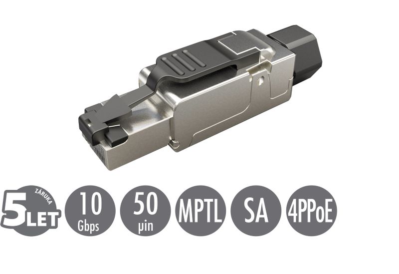 Konektor MPTL univerzálny RJ45 CAT6A STP samorezný SXRJ45-6A-STP-BK-SA