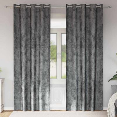 vidaXL Sametové závesy so záclonami 2 pcs Sivá 245 x 140 cm Zamat