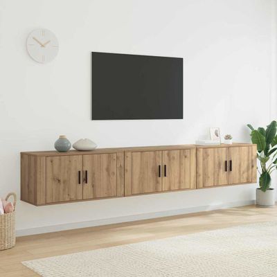 vidaXL Nástenný TV kabinetový set 3 pcs Remeselný dub Kompozitné drevo