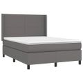 vidaXL Boxspring posteľ s matracom a LED sivá 140x200 cm umelá koža