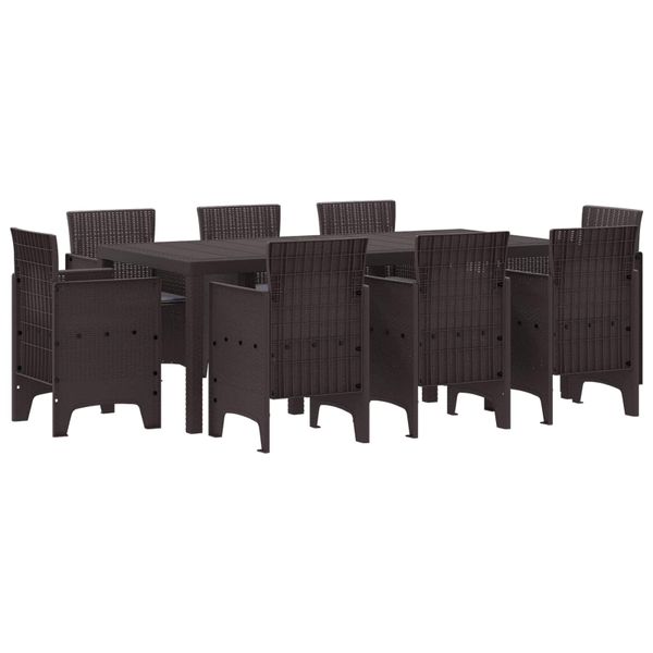 vidaXL Záhradný jedálenský set 9 pcs Hnedá Polypropylén