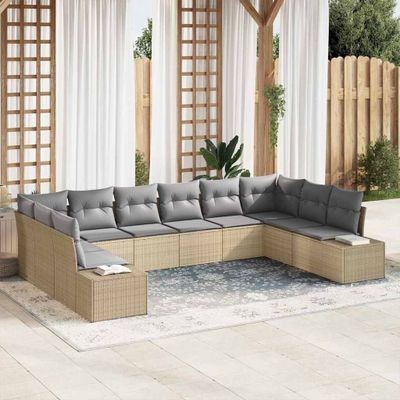 vidaXL Súprava záhradných pohoviek 10 pcs Beige a svetlo šedá