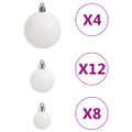 vidaXL 111-dielna sada vianočných ozdôb biela polystyrén