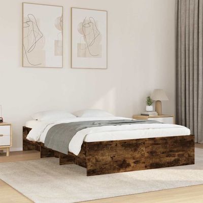 vidaXL Posteľný rám bez matraca dymový dub 140x190 cm kompozitné drevo