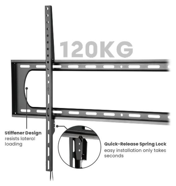 SUNNE by Elite Screens držák na zeď pro LCD a TV 60 - 120"/ max. 120 kg/ fixní Držák na zed, fixní, 60"–120", ocel, nosnost 120 kg, VESA až 900×600, profil 35 mm, cerný