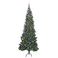 vidaXL Rohový umelý vianočný strom s 300 LED-i Zelená 210 cm PVC a kov