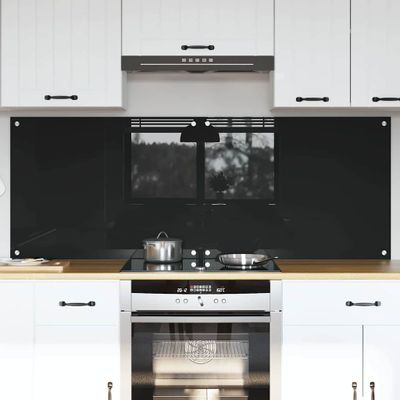 vidaXL Kuchynský obklad 2 pcs Čierna 80 x 60 cm tvrdené sklo