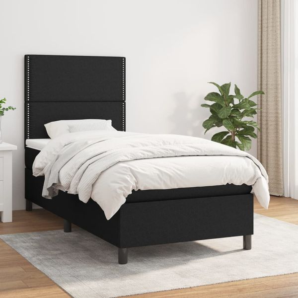 vidaXL Boxspring posteľ s matracom čierna 100x200 cm látka