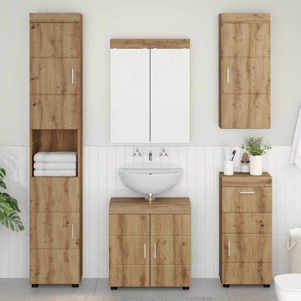 vidaXL Sada kúpeľňového nábytku TULUM 5 pcs Remeselný dub