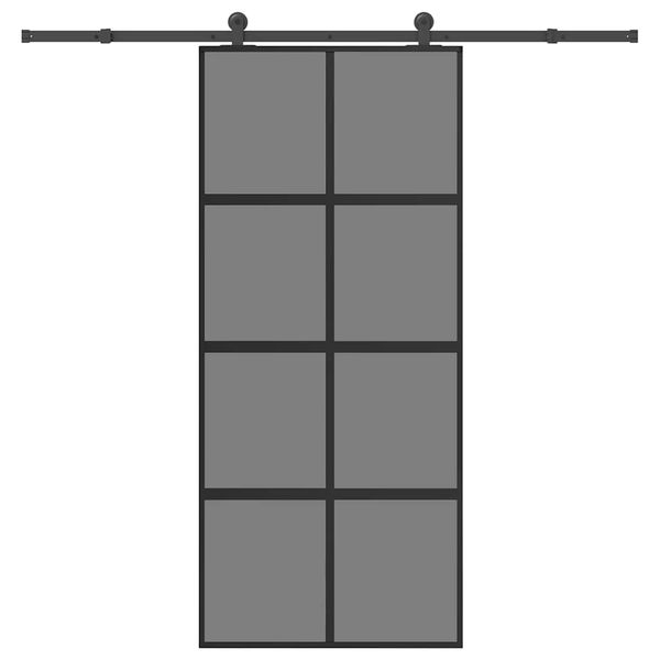 VidaXL posuvné dvere so sadou kovania 90x205 cm tvrdené sklo a hliník