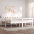vidaXL Posteľ pre seniorov s čelom, biela, 200x200 cm, drevený masív