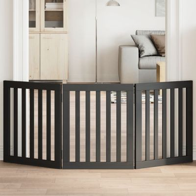 vidaXL Brána pre psa skladacia 3 panely čierna 150 cm topoľové drevo