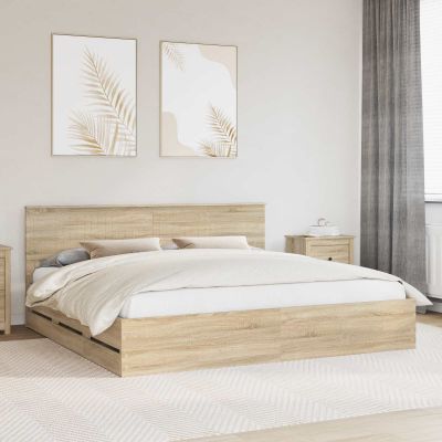 vidaXL Rám postele Sonoma dub 200 x 200 cm Inžinierske drevo