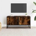 vidaXL TV skrinka dymový dub 80x34,5x40 cm kompozitné drevo a kov