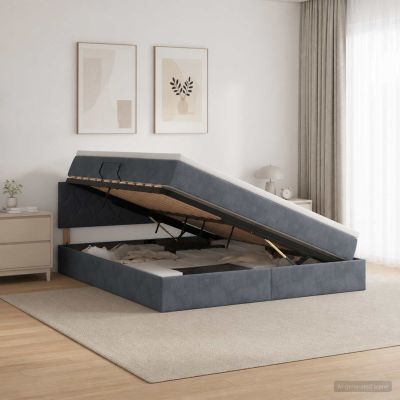vidaXL Úložná posteľ s čelnou doskou Tmavosivá 180 x 200 cm Zamat