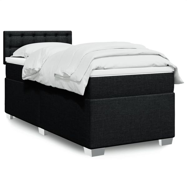 vidaXL Posteľný rám boxspring s matracom čierny 90x200 cm látka