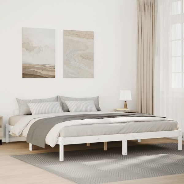vidaXL Extra dlhá posteľ bez matraca biela 180x220 cm masívna borovica