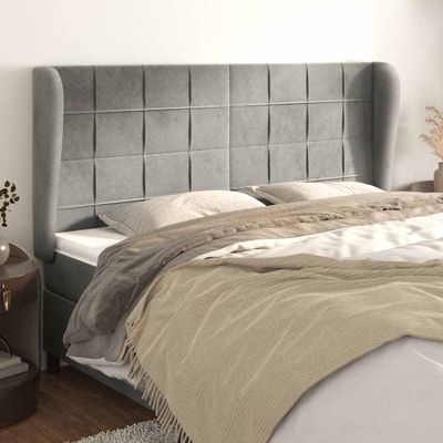 vidaXL Čelo postele so záhybmi bledosivé 163x23x118/128 cm zamat