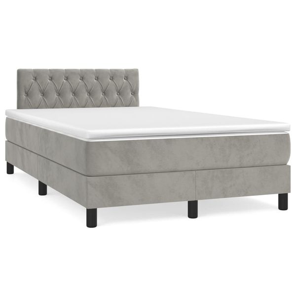 vidaXL Boxspring posteľ s matracom bledosivá 120x190 cm zamat