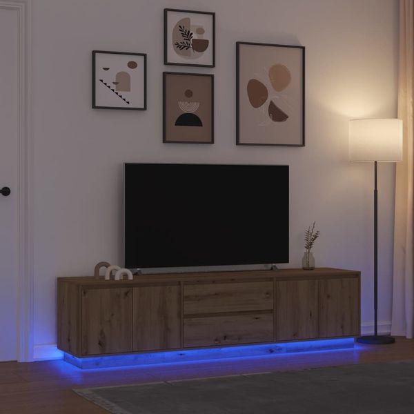 vidaXL TV skrinka s LED svetlami dub artisan 193,5x41x50 cm