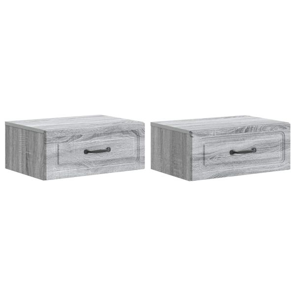 vidaXL Nástenná nočná skrinka 2 pcs Sivá sonoma 49 x 34,5 x 20 cm