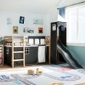 vidaXL Detská vyvýšená posteľ veža bielo-čierna 90x200 cm borovica