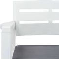 vidaXL 2-miestna záhradná lavička s vankúšmi biela 133 cm plastová