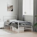 vidaXL Kovový rám postele s predným a zadným čelom biely 107x203 cm