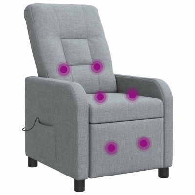 vidaXL Masážne relaxačné kreslo Svetlosivá Látka