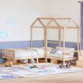 vidaXL Sada postele a lavice so strieškou 80x200 cm borovica