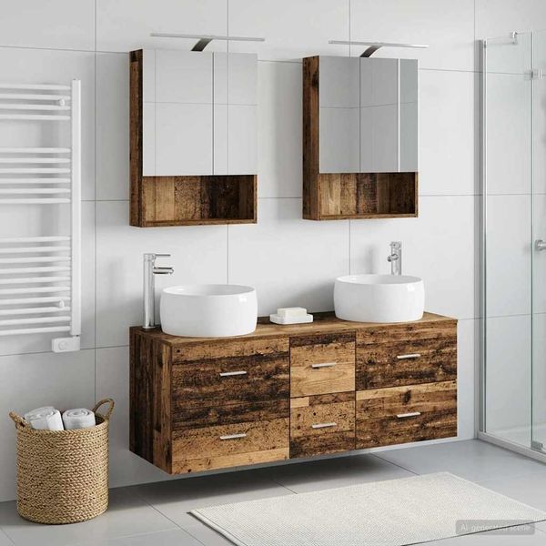 vidaXL Sada kúpeľňového nábytku 5 pcs Staré drevo