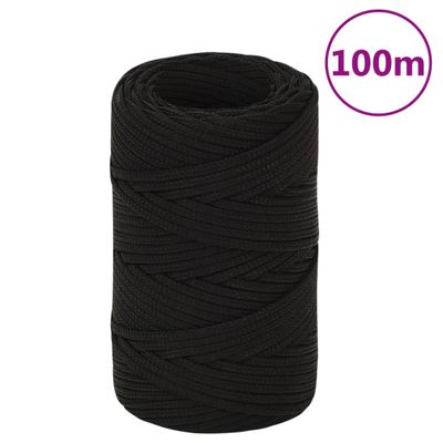 vidaXL Pracovné lano čierne 2 mm 100 m polyester